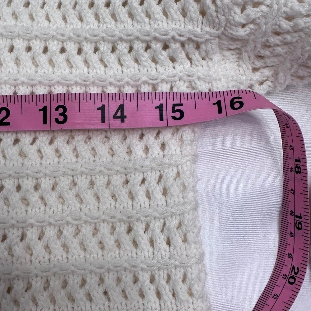 Aeropostale Cream Crochet Knit Sweater XS Cropped Pullover Long Sleeve Women - Picture 6 of 10